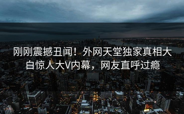 刚刚震撼丑闻！外网天堂独家真相大白惊人大V内幕，网友直呼过瘾