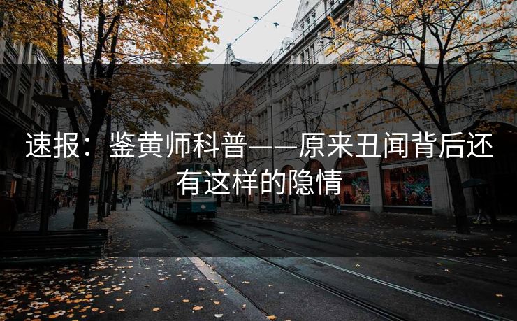 速报：鉴黄师科普——原来丑闻背后还有这样的隐情