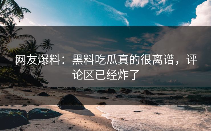 网友爆料：黑料吃瓜真的很离谱，评论区已经炸了