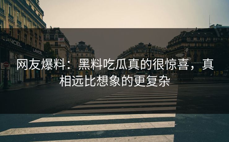 网友爆料：黑料吃瓜真的很惊喜，真相远比想象的更复杂