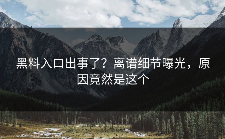 黑料入口出事了？离谱细节曝光，原因竟然是这个