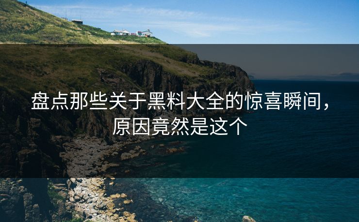 盘点那些关于黑料大全的惊喜瞬间，原因竟然是这个