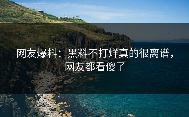 网友爆料：黑料不打烊真的很离谱，网友都看傻了