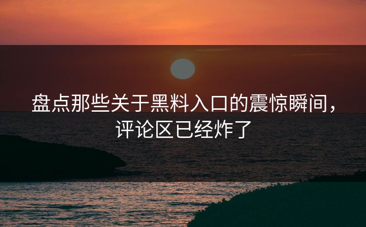 盘点那些关于黑料入口的震惊瞬间，评论区已经炸了