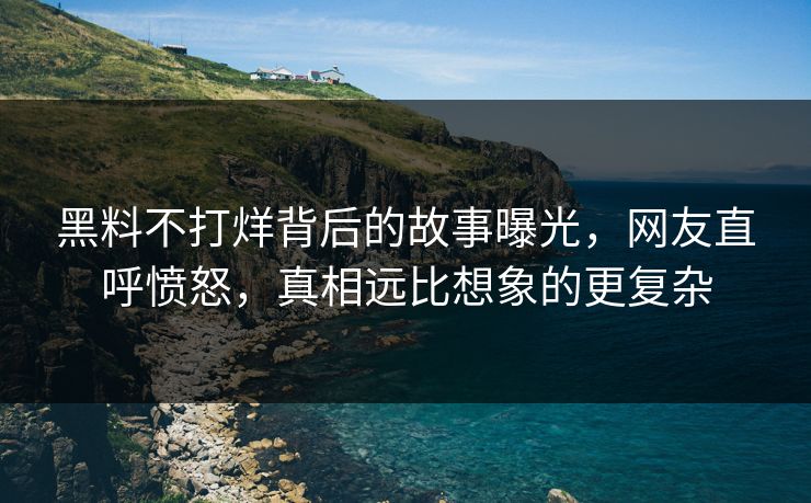 黑料不打烊背后的故事曝光，网友直呼愤怒，真相远比想象的更复杂