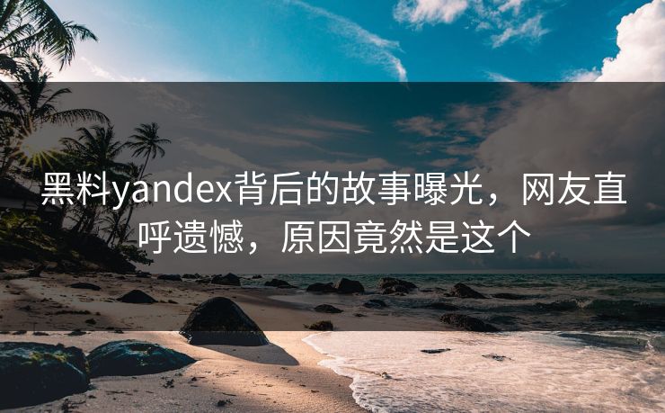 黑料yandex背后的故事曝光，网友直呼遗憾，原因竟然是这个