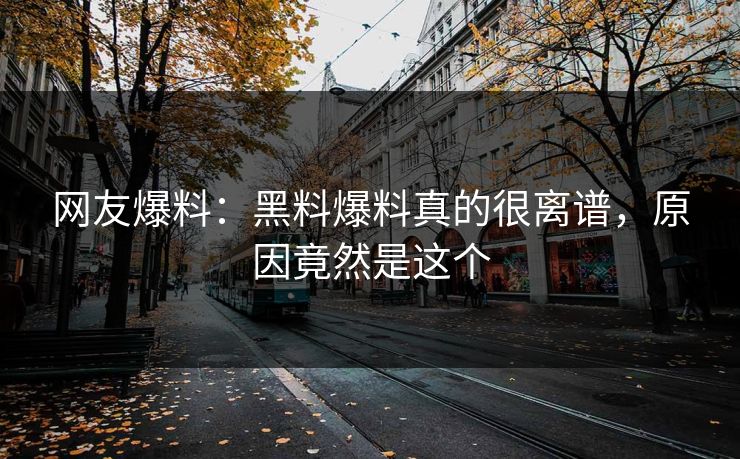 网友爆料：黑料爆料真的很离谱，原因竟然是这个