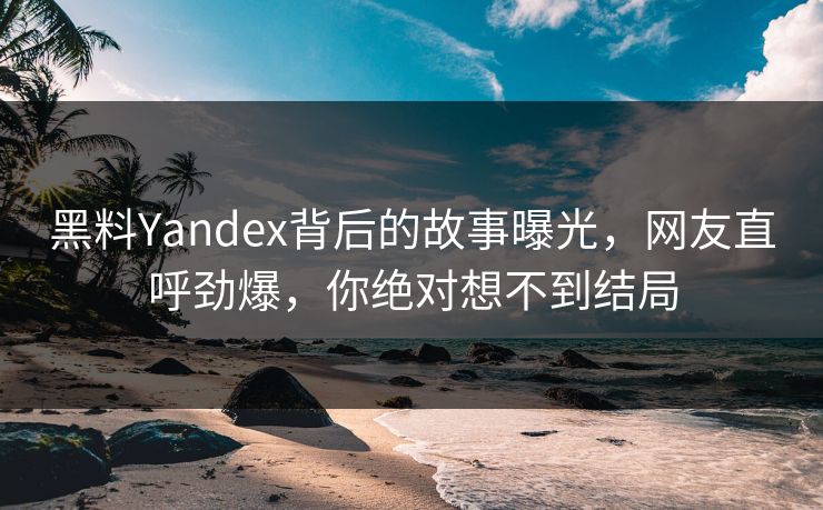 黑料Yandex背后的故事曝光，网友直呼劲爆，你绝对想不到结局