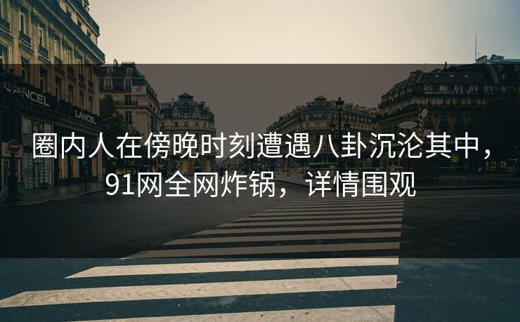 圈内人在傍晚时刻遭遇八卦沉沦其中，91网全网炸锅，详情围观